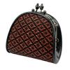 Indenya Inden Coin Purse 72H Deerskin Black with Red Lacquer Diamond Chrysanthemum Pattern 1105-21-017