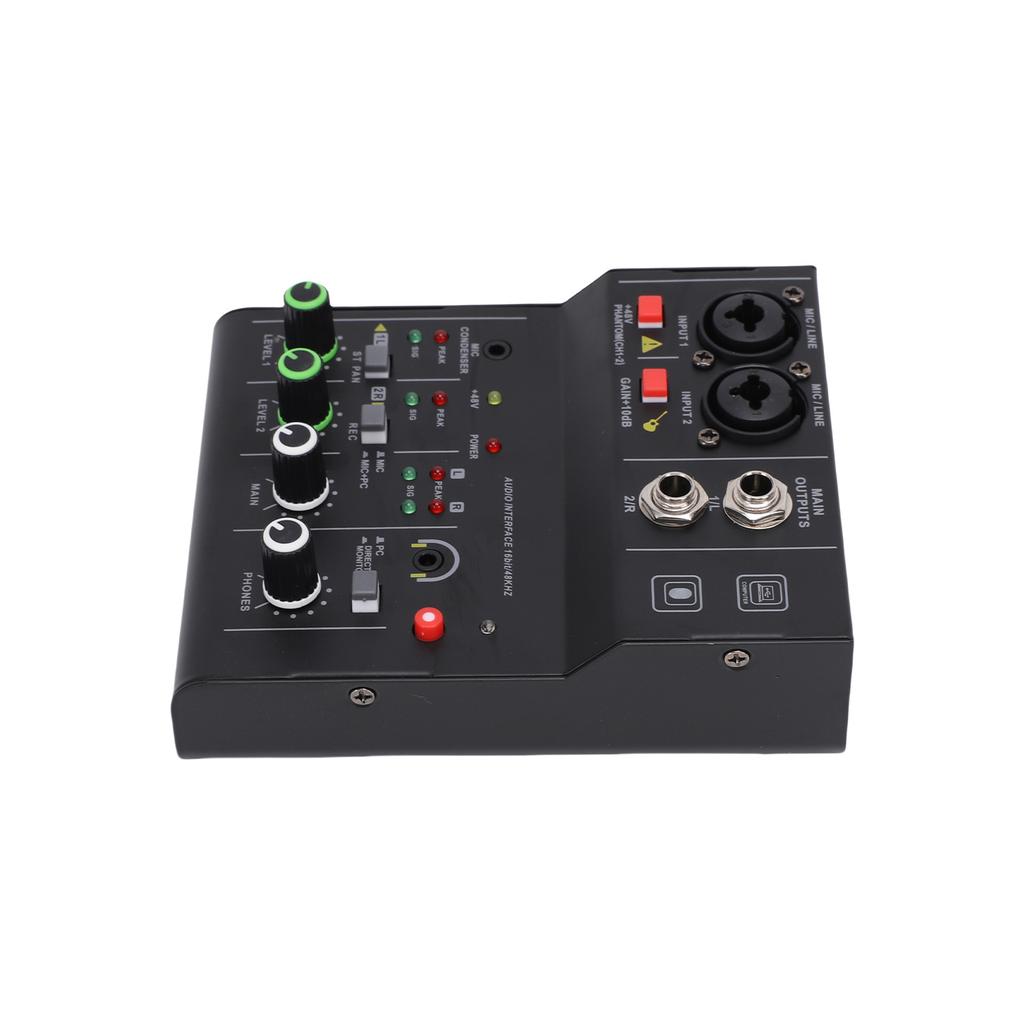 2-канальный микшерный пульт DJ-контроллер с множеством входов   Питание MP3   Выходные ручки независимого управления Металлический   для записи, сцены, выступлений