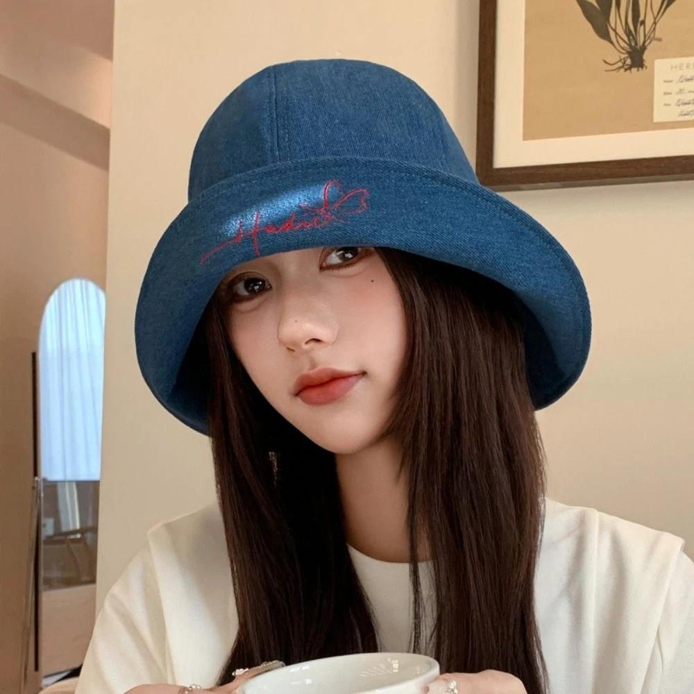 Letter Embroidery Distressed Cowboy Bucket Hat Fisherman Hat Outdoor Mountaineering
