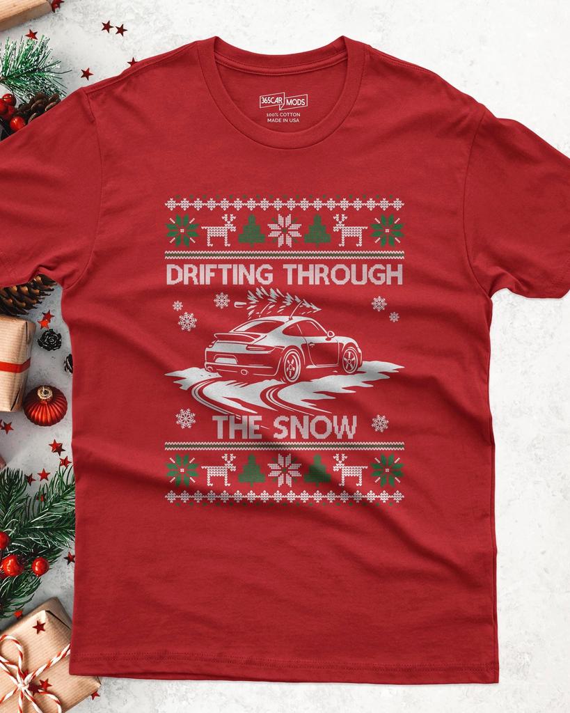 Drifting German Sports Car Christmas T-Shirt | Car Enthusiast Gift