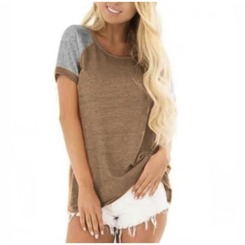 2026 Spring/Summer New Round Neck Color Block Short Sleeve Women's T-Shirt Top