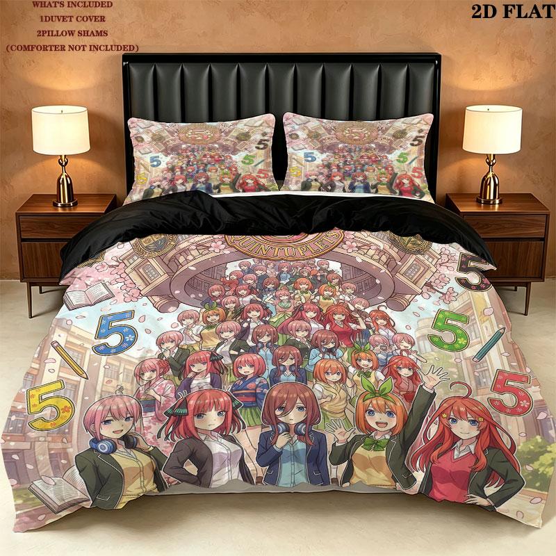 5Toubun Pattern Bedding Quilt Set Quilt Cover Pillowcase Home Birthday Gift(1 * duvet cover + 2 * pillowcase, without core)