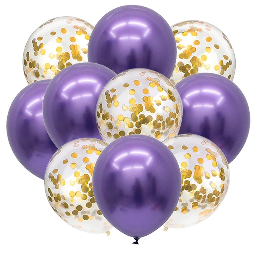 10PCS Gold Silver Metal Latex Confetti Balloons Baby Shower Wedding New Year Birthday Party Decorations Matte