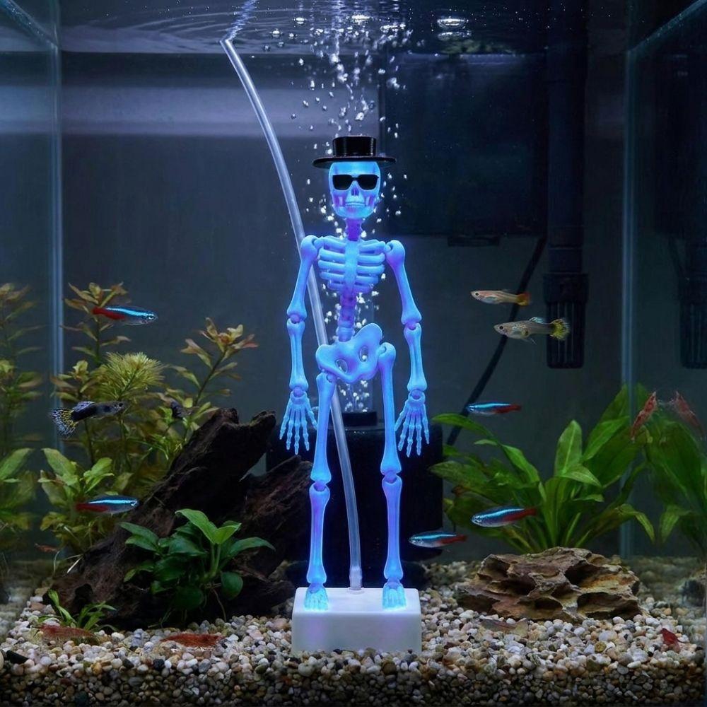 3D-печатный аквариумный танец Череп Украшение Динамический Скелет Пузырьки Подводный Ландшафт
