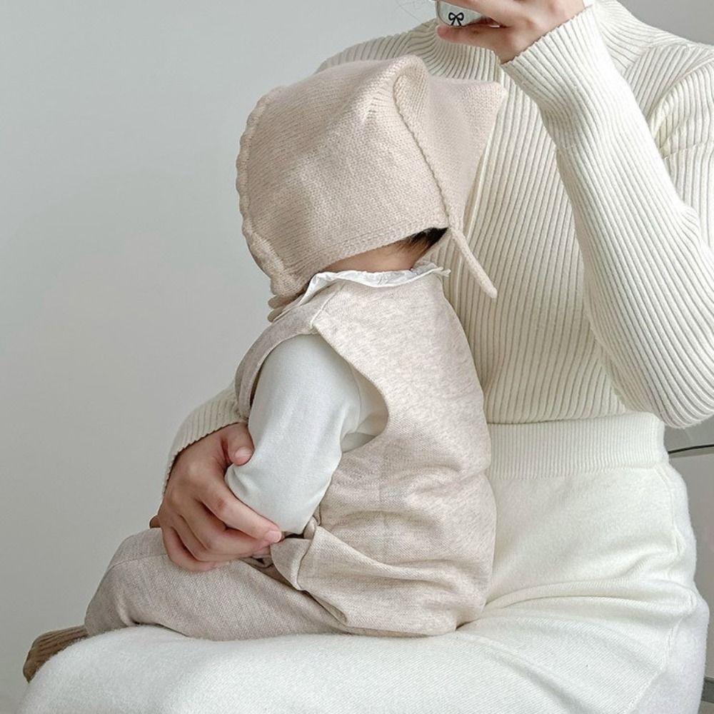 Winter Baby Knitting Hat Solid Color Ear Protection Cap Cute Cat Ear Knit Hat Boys Girls