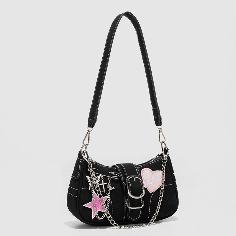 Instagram Niche Fashion Love Butterfly Brooch Сумка для подмышки Девушка Мотоцикл Багет Сумка Девушка