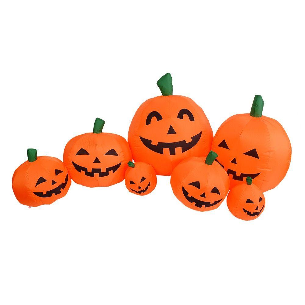 Cloth 7pcs Inflatable Halloween Pumpkin Conjoined Air blower Blowing Up With LED Lights Halloween Decoration Party