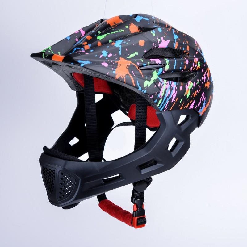 Kids Full Face Bicycle Helmet With LED Light Insect Net CE Certified EPS Lightweight Ventilated Mountain Bike Riding