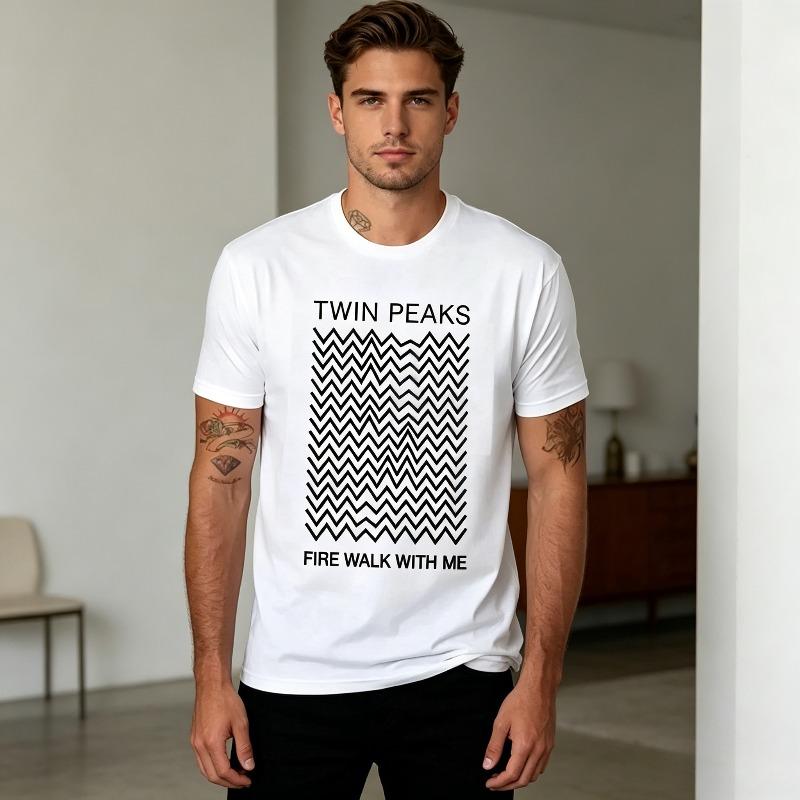 Cool Creative Twin Peaks Fire Walk with Me T-shirt Unisex Casual Soft Short Sleeve Tee Black White ModalFire Walk with Me