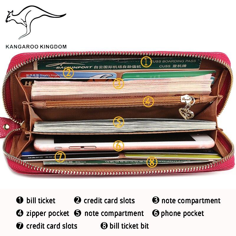 KANGAROO KINGDOM женский кошелек из натуральной кожи, длинный женский клатч, кошелек на молнии, держатель для карт