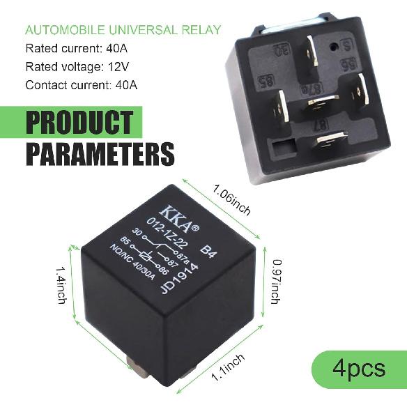Gunhunt 4 PCS 40A Automotive Relays, Car Relay Switch, 5 Pin Relay, 12V Waterproof Car Relays, Trim System Components, Replacement For Car Boat