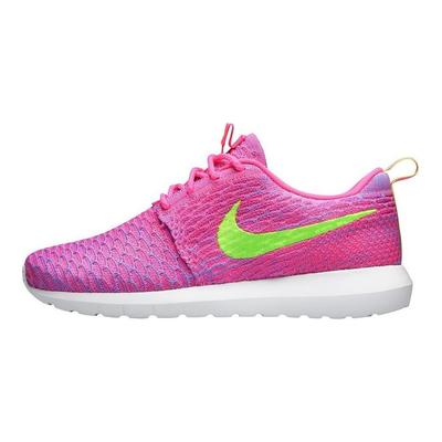 Roshe Flyknit Pink Flash мужские кроссовки Club-Pink Blue-Glow Flash-Lime 677243-601
