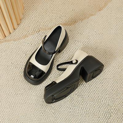 Ретро стиль маленького аромата, туфли Мэри Джен на толстом каблуке для женской весны, новая толстая подошва, подошва «губка», японские одинарные туфли