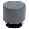 360 degrees Swivel Foot Stool Round PU Ottoman with Thick Sponge Padding and Solid Steel Base, Grey
