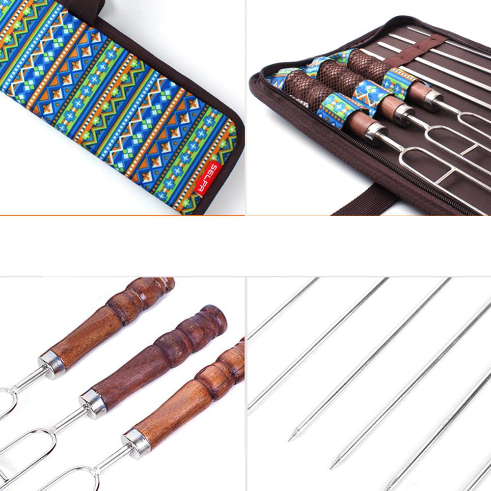 Шампуры для барбекю, 7 шампуров для барбекю, нержавеющая сталь, гриль для барбекю, палочка для кебаба, игольная посуда