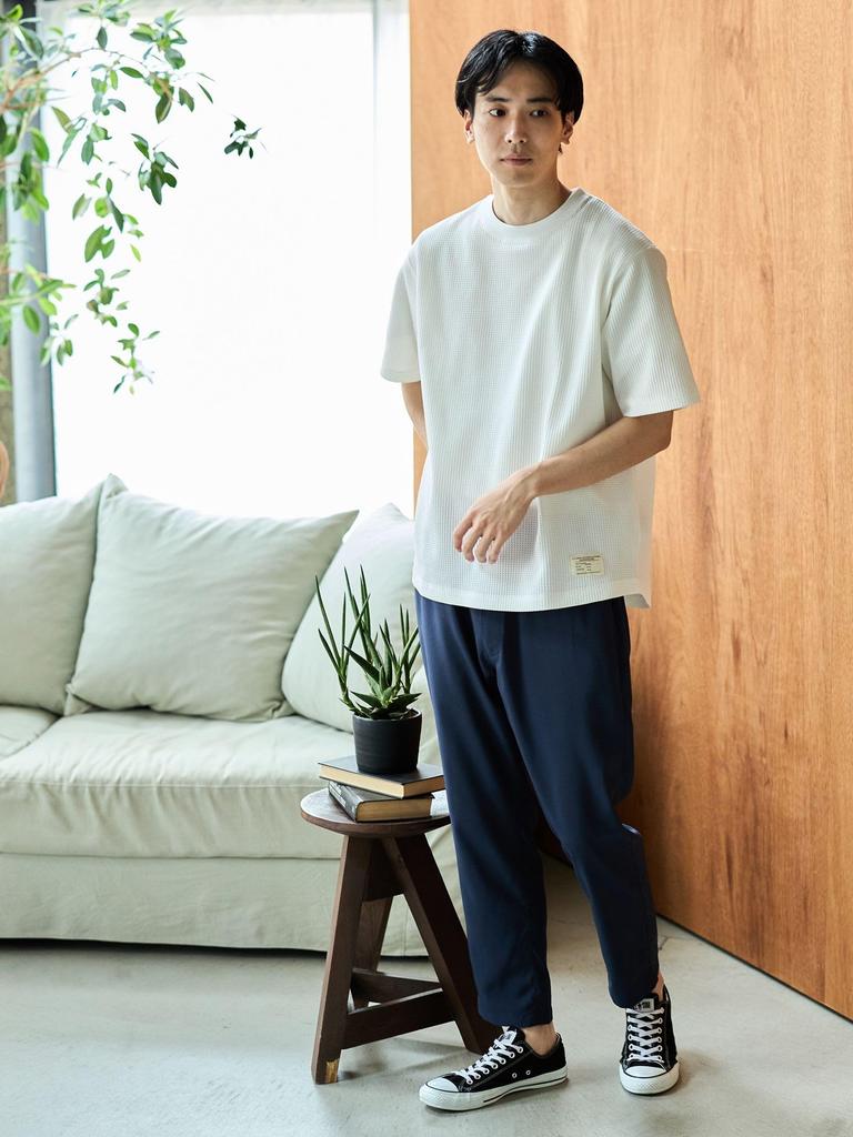 Футболка с коротким рукавом из вафельной ткани быстросохнущая Beams Heart (Влагоотводящий, Быстросохнущий и Не образующий катышков), Мужской, Белый, Размер L, 42040348639