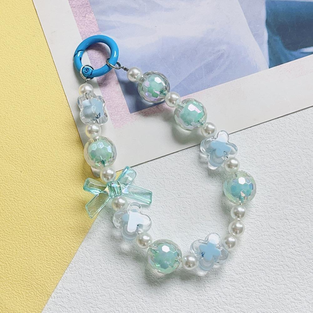Beaded Beaded Phone Strap Wrist Strap Mobile Phone Lanyard Lovely Bow Phone Chain  Jewelry Gift