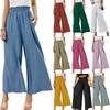 Spring Summer Cotton and Hemp Women's Wear Solid Color High Waist Loose Casual Wide Leg Pants for Women Solid
