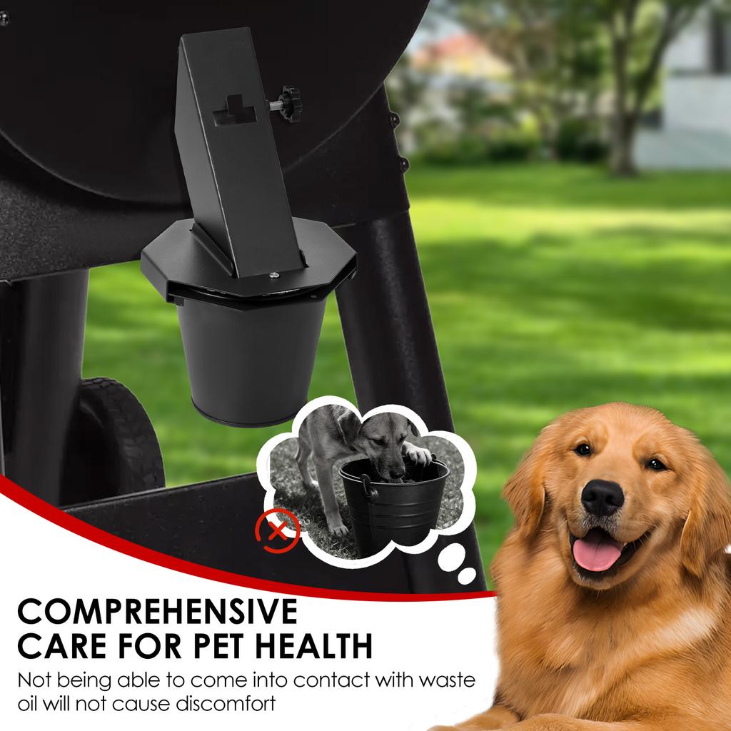 Grease Bucket with Lid and 12-Pack Liners Carbon Steel Leak Proof Drip Bucket Smoker Bucket for Traeger, Pit Boss, Z Grills, Rec