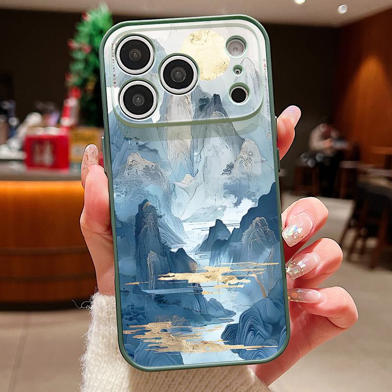 Магнитный чехол для телефона с узором горного пейзажа Для iPhone 17 ProMax 16 15 14 13 Pro Max Для Magsafe Беспроводная зарядка Жесткая крышка