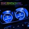 ADU1 Car Coaster Pad Colorful Led Atmosphere Light Water Cup Mat Tire Valve Cap For Skoda Kylaq Elroq Octavia Scala Rapid Superb Yeti