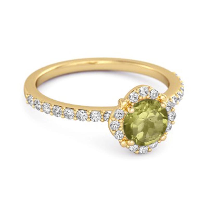 Peridot Floral Halo Pavé Ring - Sterling Silver Gold Vermeil