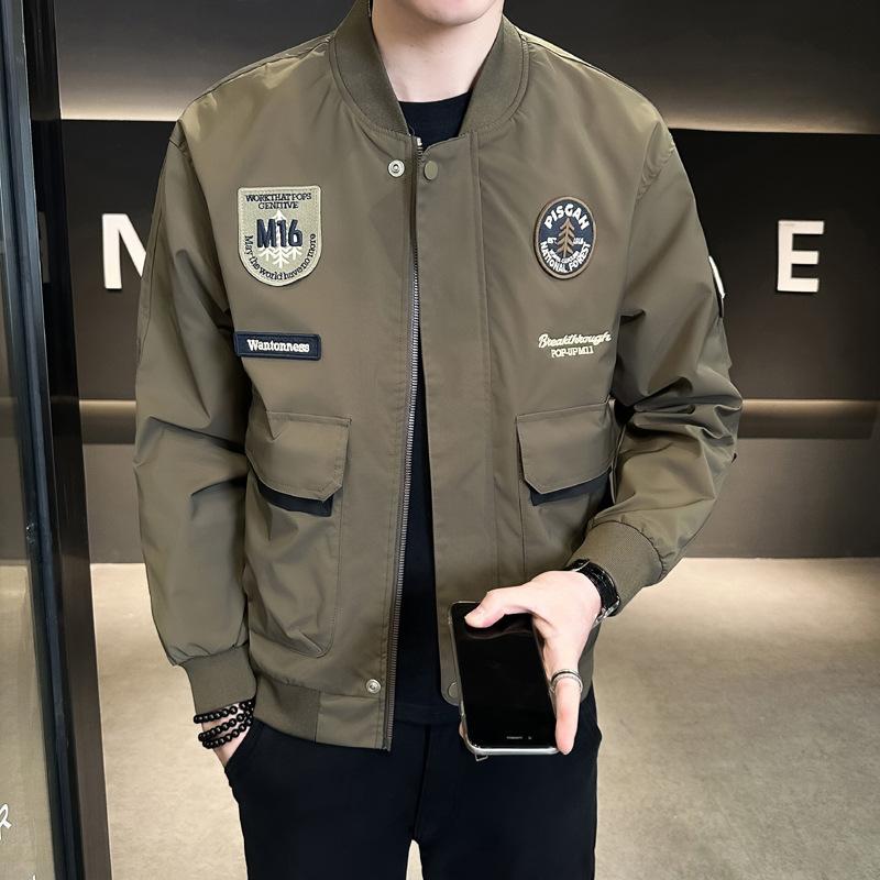Куртка-бомбер мужская новая модная американская ретро повседневная молодежная куртка весна и осень свободная бейсбольная форма мужская одежда