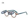 Steampunk Flip Up Sunglasses Retro Rivets Vintage Small Round Popular Sun Glasses Double -Layer Flip Lens Punk Eyeglasses Uv400