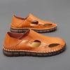 Fashion New Designer Brand Men's Shoes Summer Breathable Leather Outdoor Casual Shoes Beach Sandals Non-Slip Soft Comfy Waking Sneakers