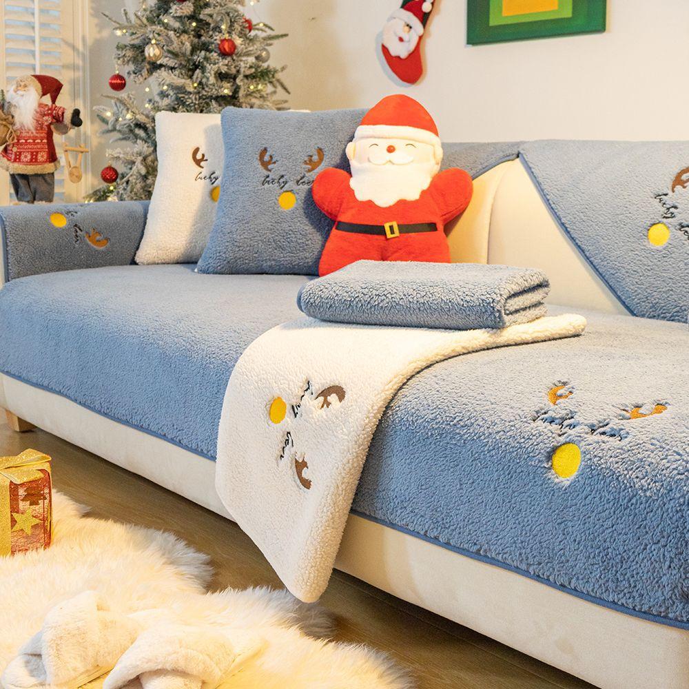 Рождественский Нескользящий Чехол-Протектор для Дивана Шезлонг Всесезонный Универсальный Эластичный Угловой Чехол-Полотенце для Подушки Дивана 1/2/3/4-местный