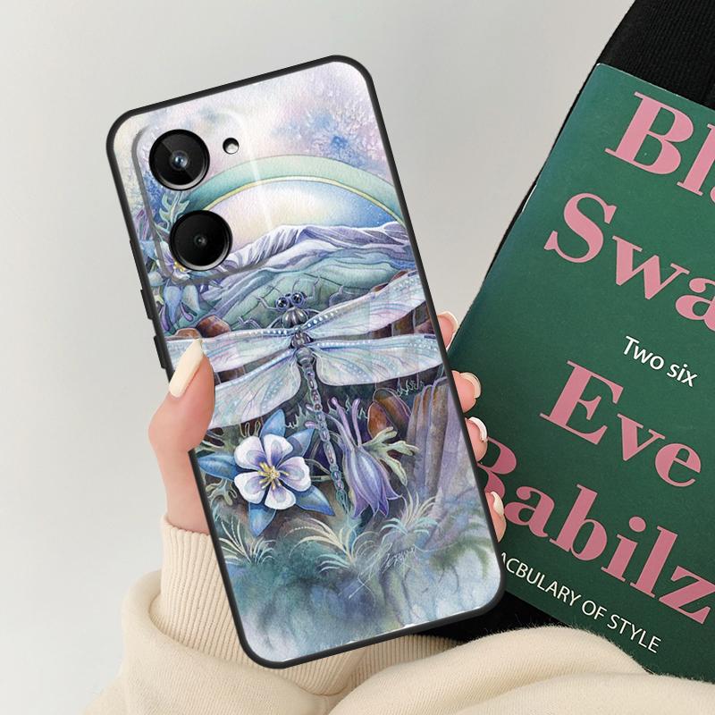 Животное Стрекоза Арт Для Realme 12 9 10 11 Pro Plus GT5 C67 C55 C53 C51 C35 C33 C30 C25s C21Y C11 GT Neo 5 Чехол