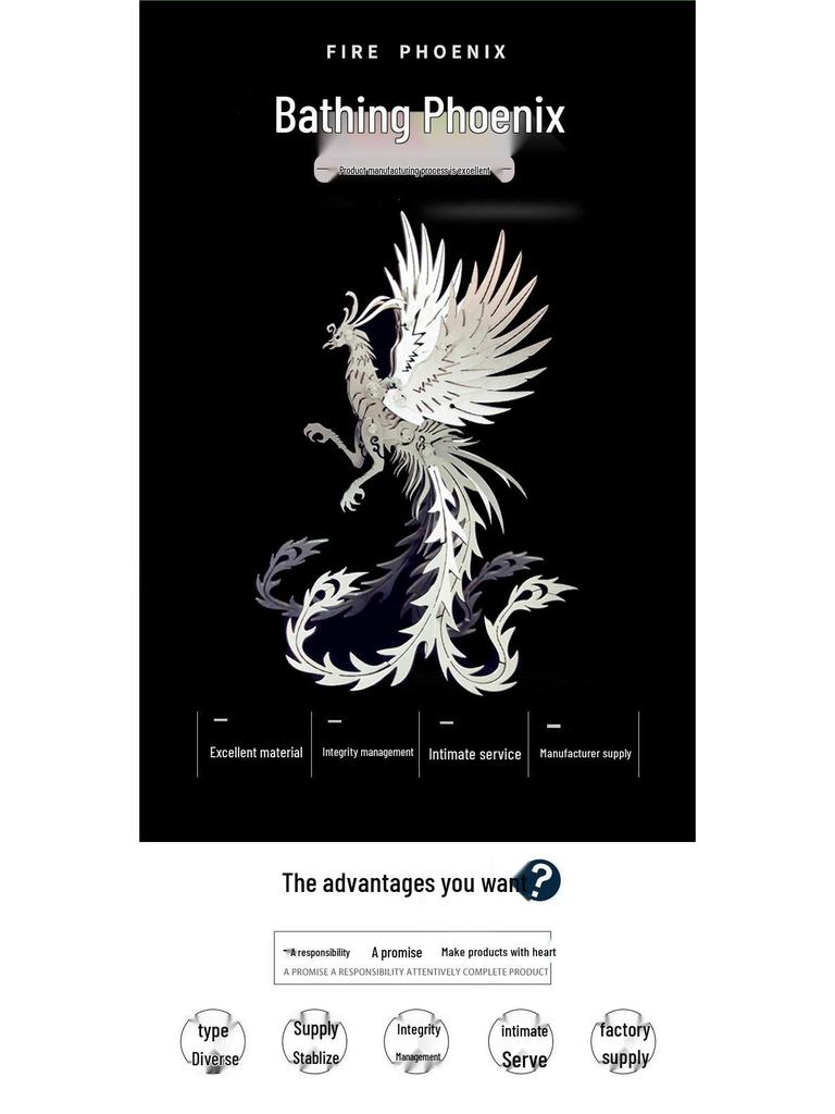 Phoenix Vermilion Bird 3D Metal Puzzle: High-Difficulty Mechanical Model for Adults