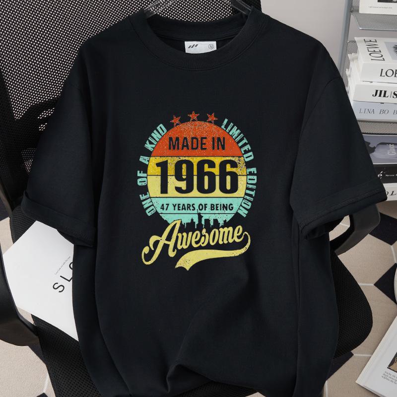 HighQuality Cotton TShirt for Unisex 1966 60th Birthday Unisex Loose Oversized Clothing O Neck Short Sleeve Tees Streetwear Top