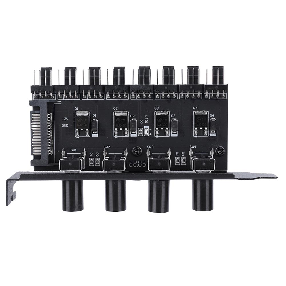 Хаб для вентиляторов корпуса ПК Адаптер SATA/4-pin 8-канальный ШИМ-хаб Контроллер скорости вентиляторов охлаждения 4 ручки Хаб для вентиляторов охлаждения корпуса ПК