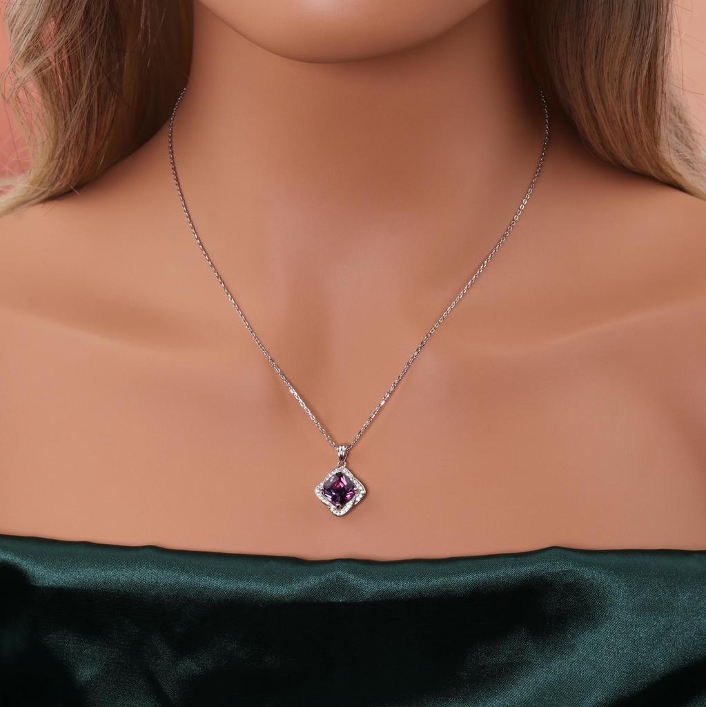 Кольцо серьги подвеска ожерелье из стерлингового серебра 925 пробы Созданный квадрат 8,0 мм Александр нано элегантные изящные украшения для женщин для повседневной носки