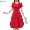 Women Casual V-Neck Short Sleeve Summer Dress