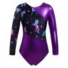 Gymnastics Leotards for Girls Sparkly Dancewear Long Sleeves Printed Jumpsuit Yoga Ballet Dance Clothes