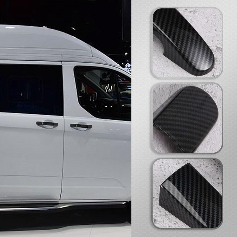 DT08 5Pcs Car Door Handle Cover Trim for Ford Transit  Tourneo 2014-  Carbon Fiber Door Handle Sticker Decoration