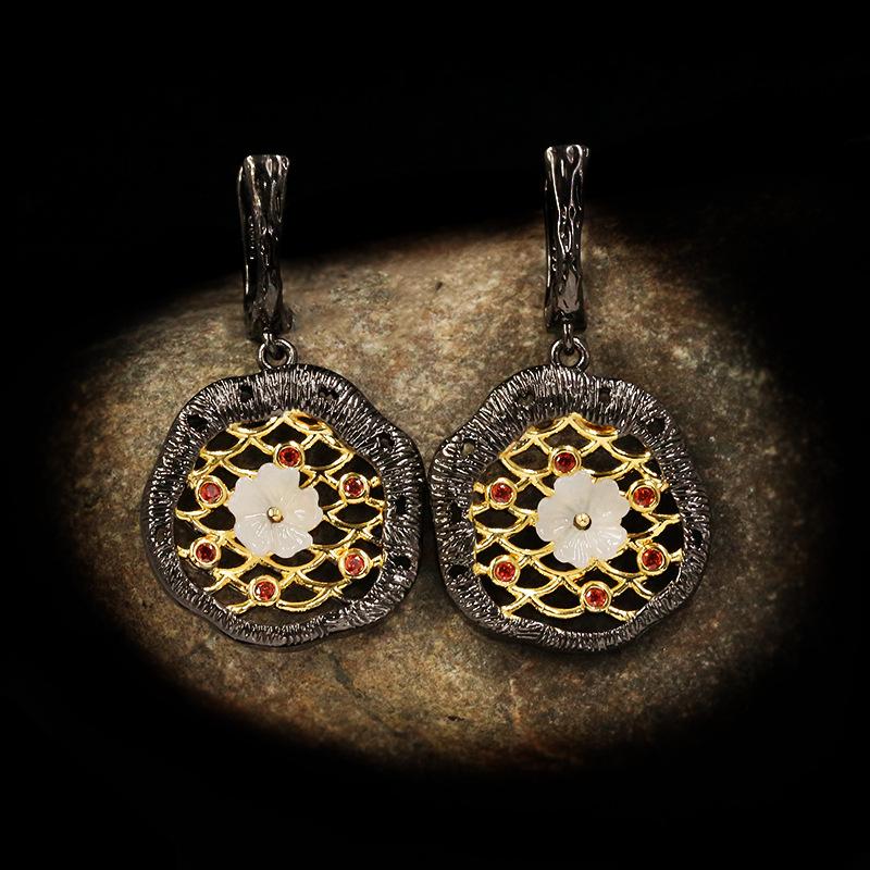 Micro-Inlaid Colorful Zircon Tree Of Life Small White Flower Earrings For Women Wedding Party Engagement Jewelry Gift