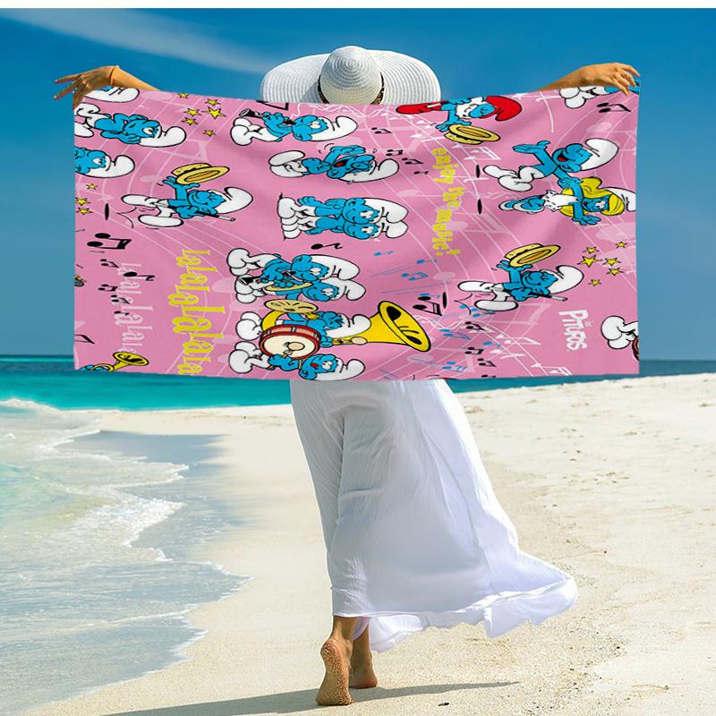 Ultra-Soft Beach Towel with The Smurfs Theme,Ideal for Pool - Camping, Diving - Perfect Travel Essential, Vibrant Beach Towel.