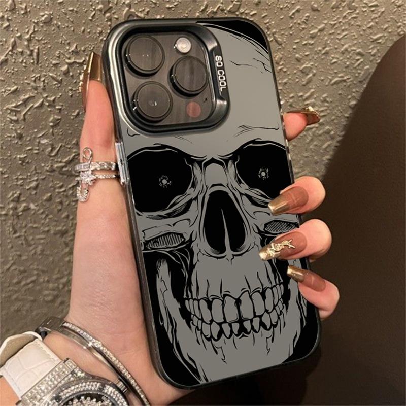 Gothic Skull Graffiti Pattern Design Protective Cover for iPhone 17 16 15 14 13 12 11 16E Series Pro Max Plus