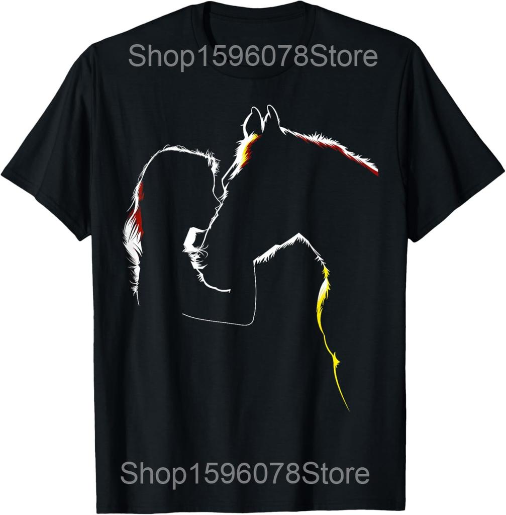 Heart Horse Cute Love Equestrian T Shirts Men Women Pure Cotton Humor Streetwear Tee Shirt Short Sleeve Unisex Loose Clothing