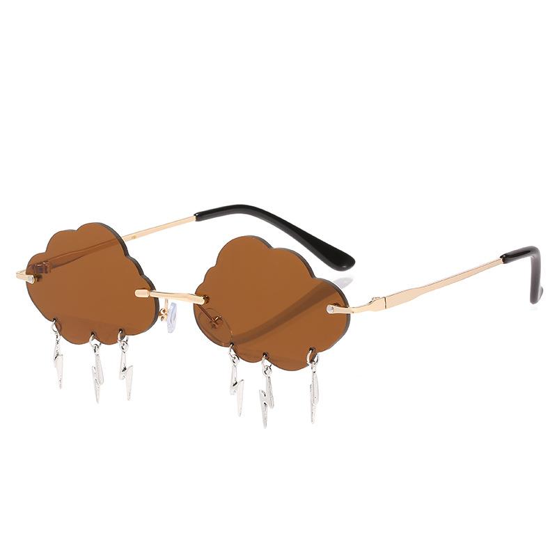 Cloud sunglasses two-color fashion cloud lightning shape irregular glasses frameless decorative party sunglasses