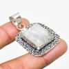 Rainbow Moonstone Gemstone Handmade 925 Silver Plated Jewelry Pendant 1.70"