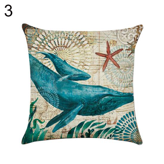Octopus Sea Turtle Whale Sea Horse Cushion Cover Throw Pillow Case Sofa Decor