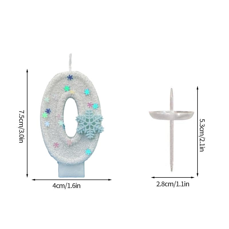 Цифровая Свеча для Украшения Торта Снежинка Свечи с Цифрами для Девочки Ребенка Топпер для Торта на День Рождения Вечеринка Baby Shower Рождественский Декор