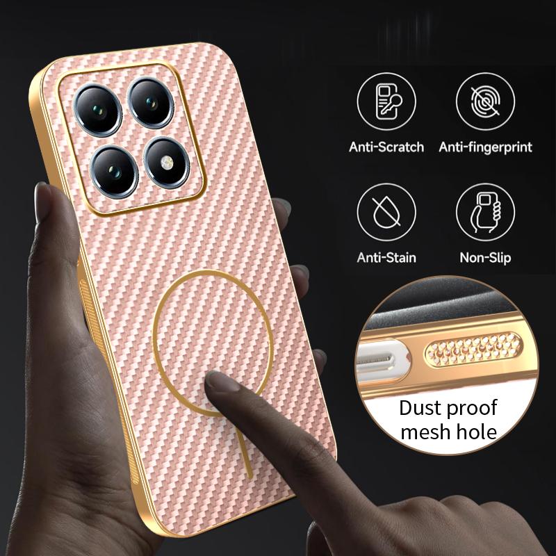 For Xiaomi 14T Pro Phone Case Carbon Fiber Textured Electroplated TPU Back Cover