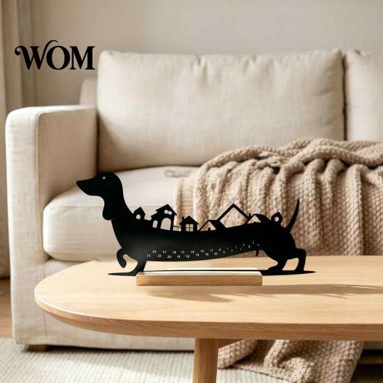 Holiday Decoration for Home Dachshund Advent Calendar, Metal Christmas Countdown Tabletop Decor, 1-24 Silhouette Decor Days Dog Ornament, Xmas
