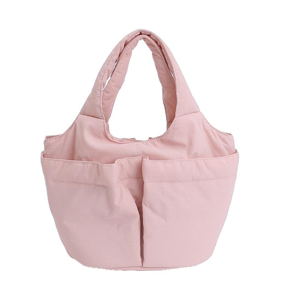 Multi-pouch Simple Commuting Tote Bag Large Capacity Solid Color Handbag Folded Bucket Bag Unisex