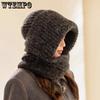 Ветрозащитный эластичный вязаный шарф-шапка, женская теплая зимняя защита ушей, утолщенная универсальная однотонная шерстяная шапка